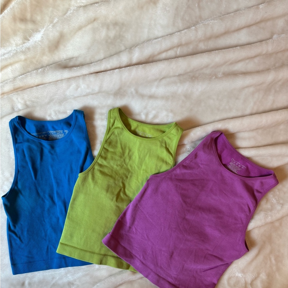 PRIMARK Colorful Tank Top Set – Pink, Blue & Green
